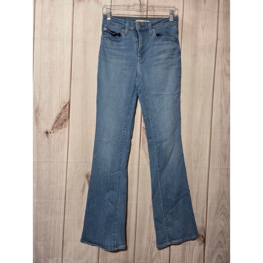 Levis 725 High Rise Bootcut Jeans Womens 27 Light‎ Wash Blue Denim Western